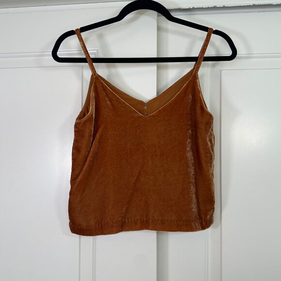 Madewell Velvet Button-Down Cami in Vintage Gold - 00 - Picture 6 of 11